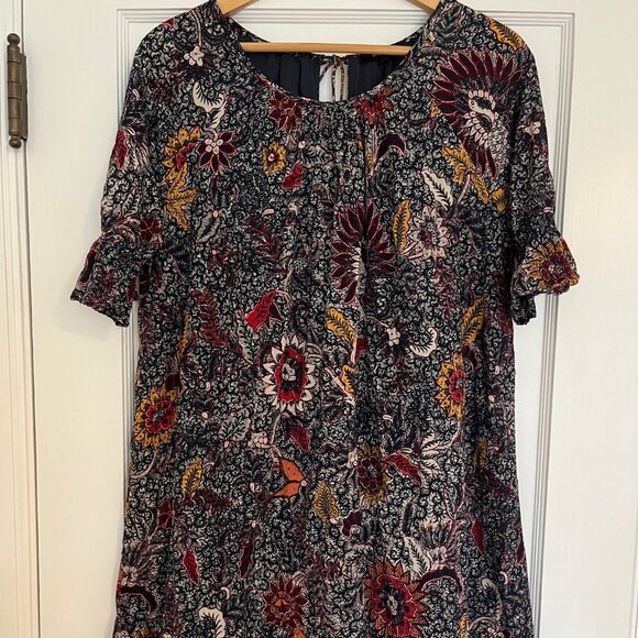 Madewell Ruffle-Sleeve Popover Mini Dress in Floral | Size Small - Picture 2 of 9